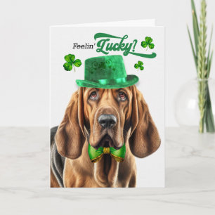 Cartão De Festividades Cachorro Bloodhound Dia de São Patrício Sortudo