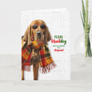 Cartão De Festividades Cachorro Bloodhound Engraçado Pulgas Navidog com N