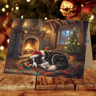 Cartão De Festividades Cachorro Border Collie Aconchegante Natal Dobrado