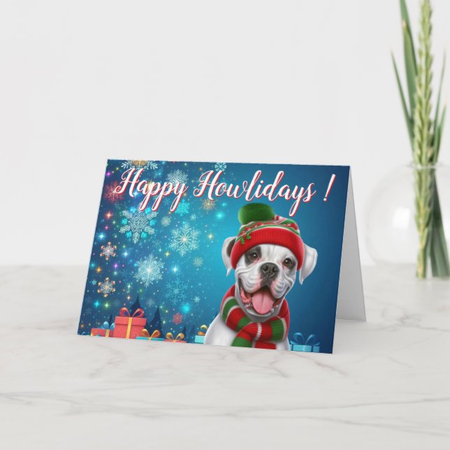 Cartão De Festividades Cachorro Boxer Feliz Como-lidays! (Frente)