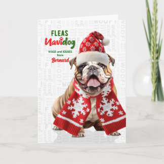 Cartão De Festividades Cachorro Bulldog Engraçado Pulgas Navidog com Nome