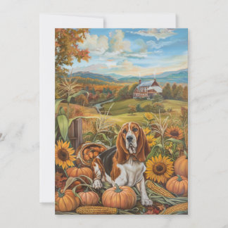 Cartão De Festividades Cachorro Cachorro Basset Colheita de Outono Ação d