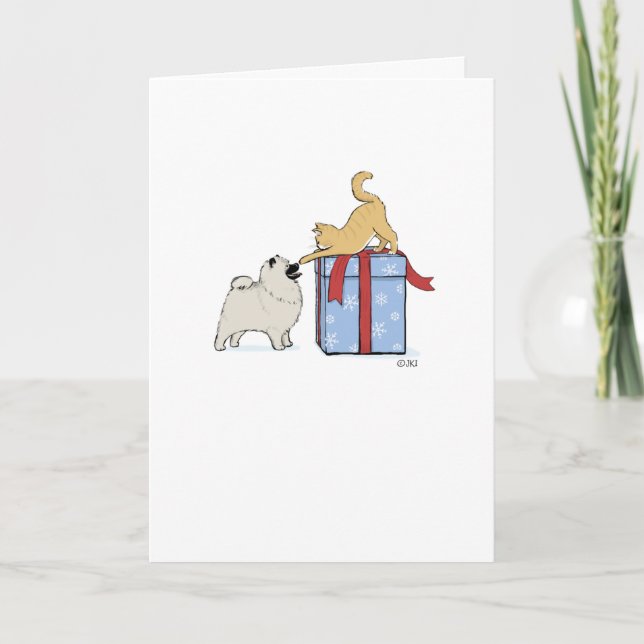 Cartão De Festividades Cachorro Cachorro Cachorro Cachorro e Kitten Natal (Frente)