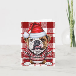 Cartão De Festividades Cachorro Cachorro Vermelho Xadrez Natal