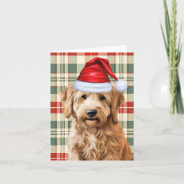 Cartão De Festividades Cachorro Cachorro Vermelho Xadrez Verde Natal