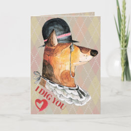 Cartão De Festividades Cachorro Cavalheiro Fofo Eu Gosto de Você