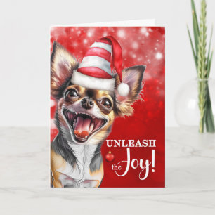 Cartão De Festividades Cachorro Chihuahua Liberta a Alegria Natal