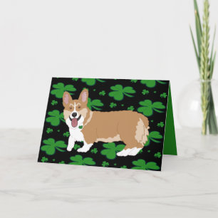 Cartão De Festividades Cachorro Corgi do Dia de São Patrício
