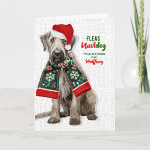 Cartão De Festividades Cachorro Cute Wolfhound Fofinho com Nome Navidog