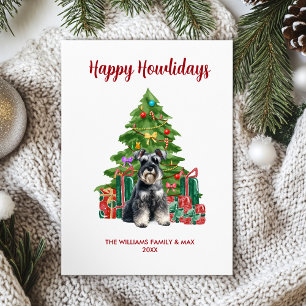 Cartão De Festividades Cachorro da Família Schnauzer Miniatura Natal Ador