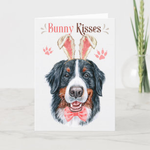 Cartão De Festividades Cachorro da Montanha Bernese na Páscoa das Orelhas