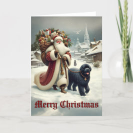 Cartão De Festividades Cachorro da Terra Nova e Papais noeis do Estilo An