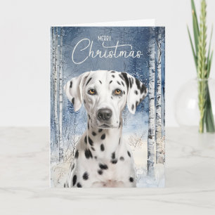 Cartão De Festividades Cachorro Dálmata Bétula Álamo Floresta de Inverno 