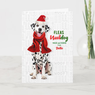 Cartão De Festividades Cachorro Dalmata Divertido Pulgas Navidog com Nome