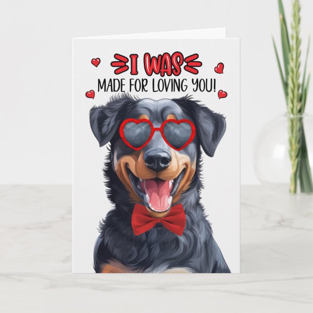 Cartão De Festividades Cachorro de Beauceron feito por te amar Namorados (Frente)