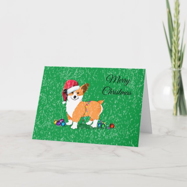 Cartão De Festividades Cachorro de Corgi Feliz de Natal (Frente)