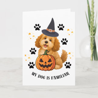 Cartão De Festividades Cachorro de Halloween Fofinho de Poodle Bruxa com 