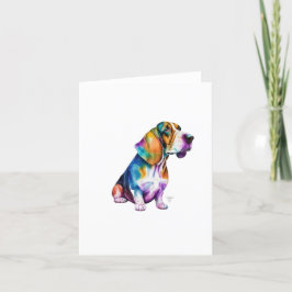 Cartão De Festividades Cachorro De Hound Basset Em Aquarela E Caneta