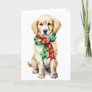 Cartão De Festividades Cachorro de Natal, Cachorro de Feriado, Golden Ret