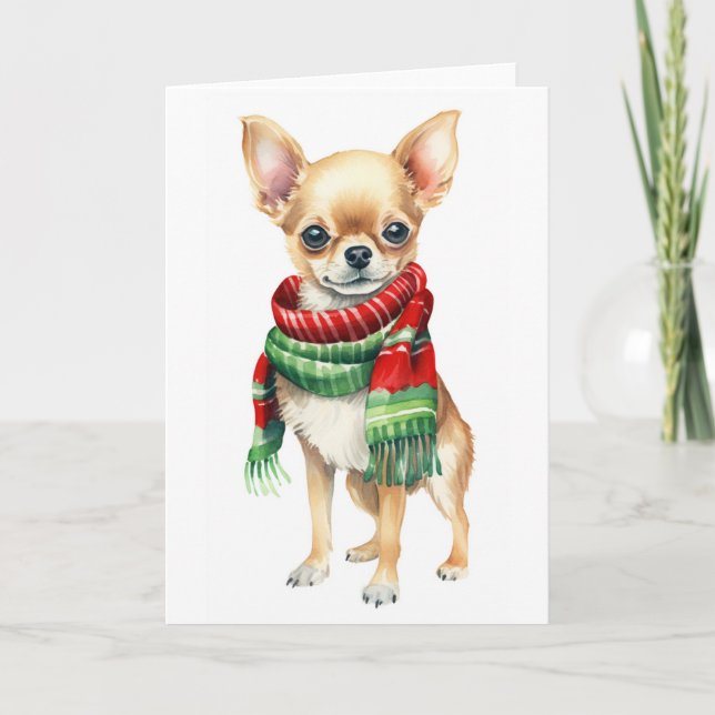 Cartão De Festividades Cachorro de Natal, Chihuahua de Fim de Ano BLANK (Frente)