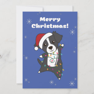 Cartão De Festividades Cachorro de Natal da Fronteira Cachorro de inverno
