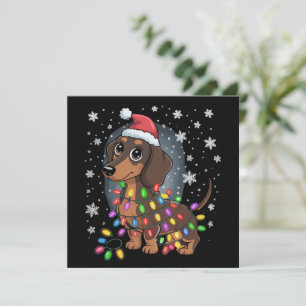 Cartão De Festividades Cachorro de Natal Dachshund Papai Noel Xmas Wiener