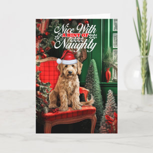 Cartão De Festividades Cachorro de Natal de Goldendoodle Bonito