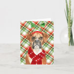 Cartão De Festividades Cachorro de Natal e Xadrez Vermelha Verde<br><div class="desc">Um cachorro boxer bonitinho em uma xadrez vermelha e verde para os feriados,  em uma diversão menor que a média e cartões de natal dobrado.</div>
