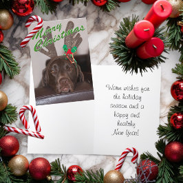 Cartão De Festividades Cachorro de Natal Gafanhoto Vestindo Glitter Antle