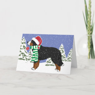 Cartão De Festividades Cachorro de Natal Personalizado Bernês Mt Holiday