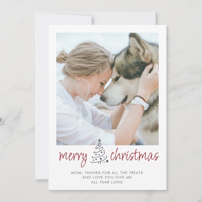 Cartão De Festividades Cachorro de Natal Personalizado Foto de Pet da Mãe (Frente)