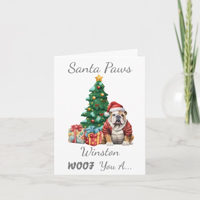 Cartão De Festividades Cachorro de Natal Personalizável (Frente)