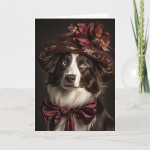 Cartão De Festividades Cachorro de Natal Vitoriano Border Collie