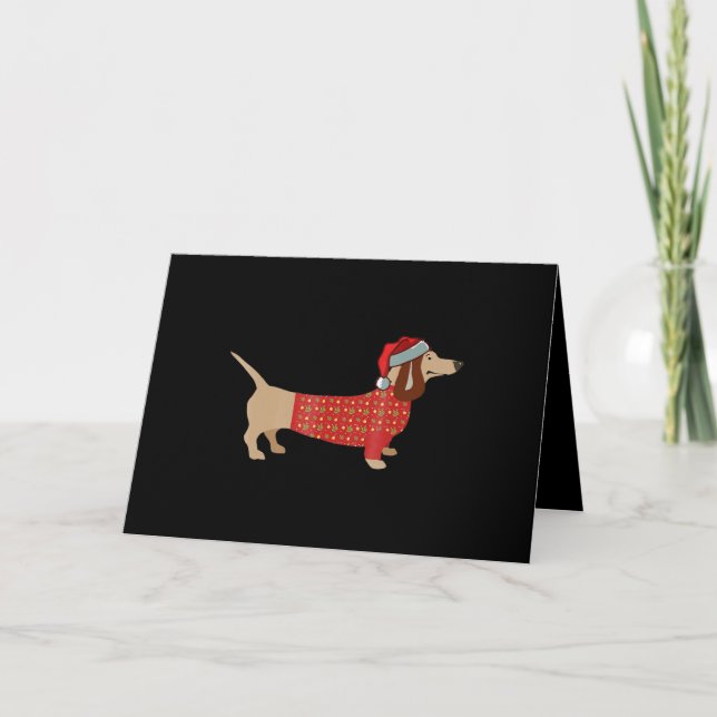 Cartão De Festividades Cachorro De Natal Wiener Dachshund Doxie (Frente)
