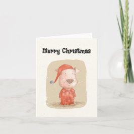 Cartão De Festividades Cachorro Desenhado à Mão no Natal de Pijama Vermel