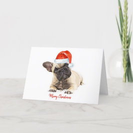 Cartão De Festividades Cachorro do Papai Noel Bulldog Francês Natal Cacho