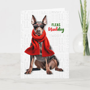 Cartão De Festividades Cachorro Doberman Piolhos Engraçados Navidog Natal