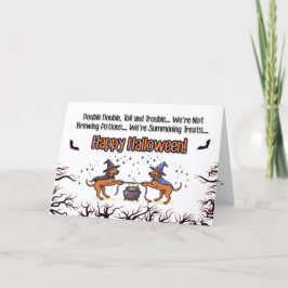 Cartão De Festividades Cachorro Duplo Problema no Halloween – Conjurando 