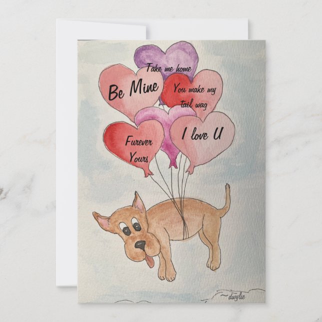 Cartão De Festividades Cachorro e Balões (Frente)