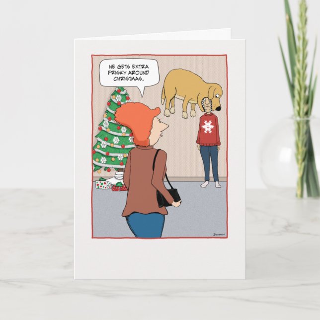 Cartão De Festividades Cachorro Encantado Com O Natal (Frente)