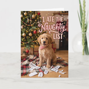 Cartão De Festividades Cachorro Engraçado Comeu A Lista Travessa De Natal