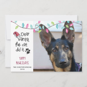 Cartão De Festividades Cachorro Engraçado Dizendo Luzes Pastel Foto