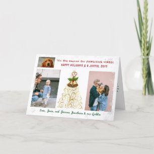 Cartão De Festividades Cachorro Engraçado Gato Pawsitive 3 Fotos Elegante