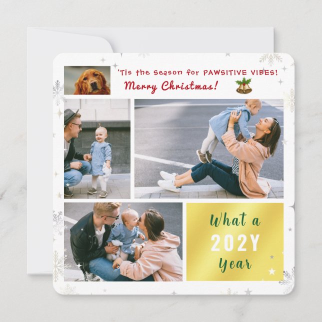 Cartão De Festividades Cachorro Engraçado Pawsitive 4 Fotografias - Letra (Frente)