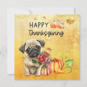 Cartão De Festividades Cachorro Feliz Dia de Ação de Graças