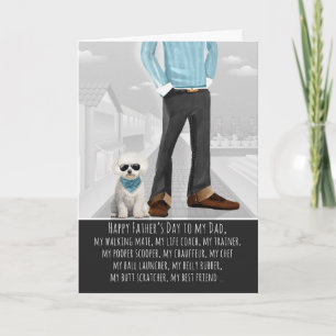 Cartão De Festividades Cachorro Fofo Bichon Frise e Papai Dia dos Pais