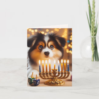 Cartão De Festividades Cachorro fofo de Hanukkah