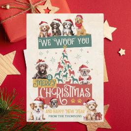 Cartão De Festividades Cachorro Fofo Moderno Nós Au Au Um Feliz Natal