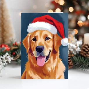 Cartão De Festividades Cachorro Golden Retriever Alegre Cachorro com Ch