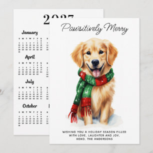 Cartão De Festividades Cachorro Golden Retriever Calendário 2027 Natal Fo